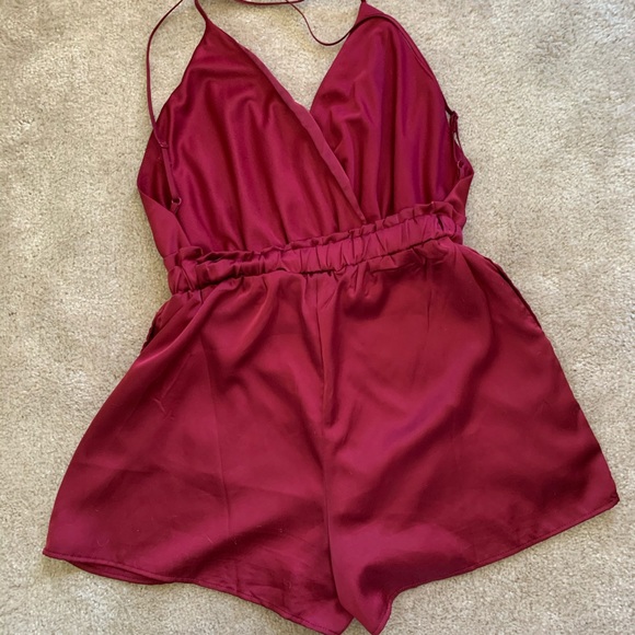 Red Satin Romper - Picture 2 of 4